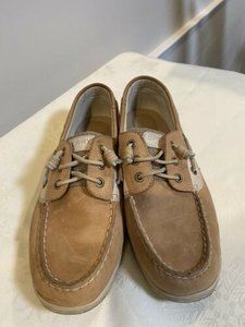 Sperry Womens Top-Sider Songfish STS95588 Tan Leather Lace Up Boat Shoes Size 9